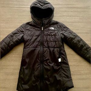 Girls Northface reversible jacket size M black soft fuzzy fleece girls 10-12